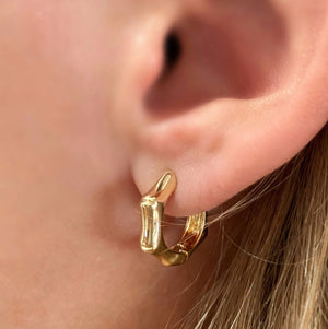 Bamboo Clicker Hoop Earrings, 18k Gold Filled , Abigail Fox - Abigail Fox Designs