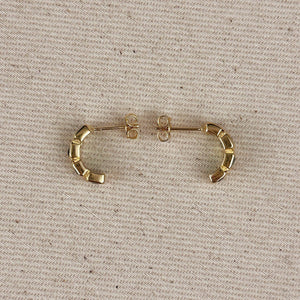 Chunky Cz Curve Earrings, 18k Gold Filled, Abigail Fox - Abigail Fox Designs