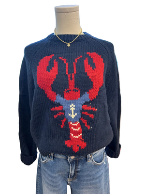 Classic Chunky Lobster In Anchor Tee Sweater In Navy