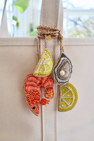 Shrimp Cocktail Hand-Beaded Bag Charm