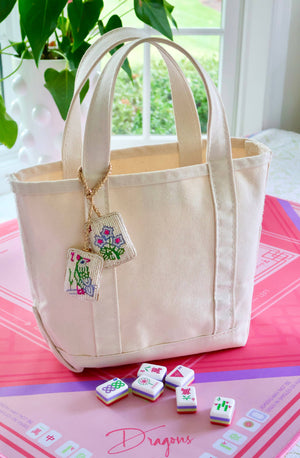 Mahjong Hand-Beaded Bag Charm