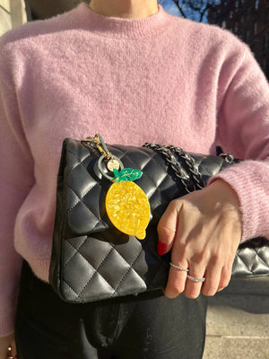 Hand-painted Lemon Bag Charm + Keychain - Abigail Fox Designs Nantucket