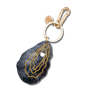 Hand-painted Oyster Bag Charm + Keychain | Eco-Friendly - Abigail Fox Designs Nantucket