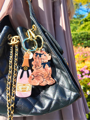Hand-Painted Rosé Bag Charm + Keychain | Eco-Friendly - Abigail Fox Designs Nantucket