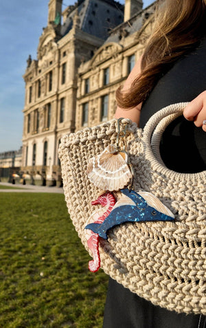Hand-painted Seashell Bag Charm + Keychain | Eco-Friendly - Abigail Fox Designs Nantucket