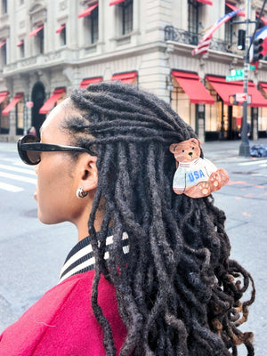 Hand-painted USA Teddy Claw Hair Clip | Eco-Friendly - Abigail Fox Designs Nantucket