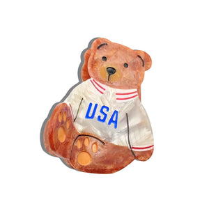Hand-painted USA Teddy Claw Hair Clip | Eco-Friendly - Abigail Fox Designs Nantucket