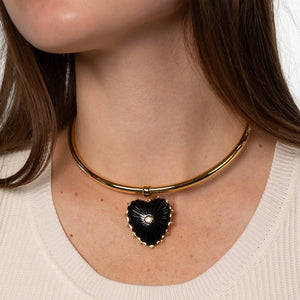 Malene Onyx Heart Choker Necklace - Abigail Fox Designs