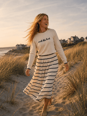 Rock The Boat Embroidered Boat Neck Cotton Sweater - Abigail Fox Designs Nantucket