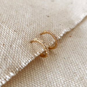 Thin Line Cubic Zirconia Hoop Earring- 18k Gold Filled, Abigail Fox - Abigail Fox Designs