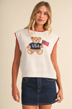 USA Flag Teddy Bear Sweater - Abigail Fox Designs Nantucket