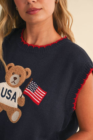 USA Flag Teddy Bear Sweater - Abigail Fox Designs Nantucket