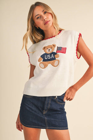 USA Flag Teddy Bear Sweater - Abigail Fox Designs Nantucket