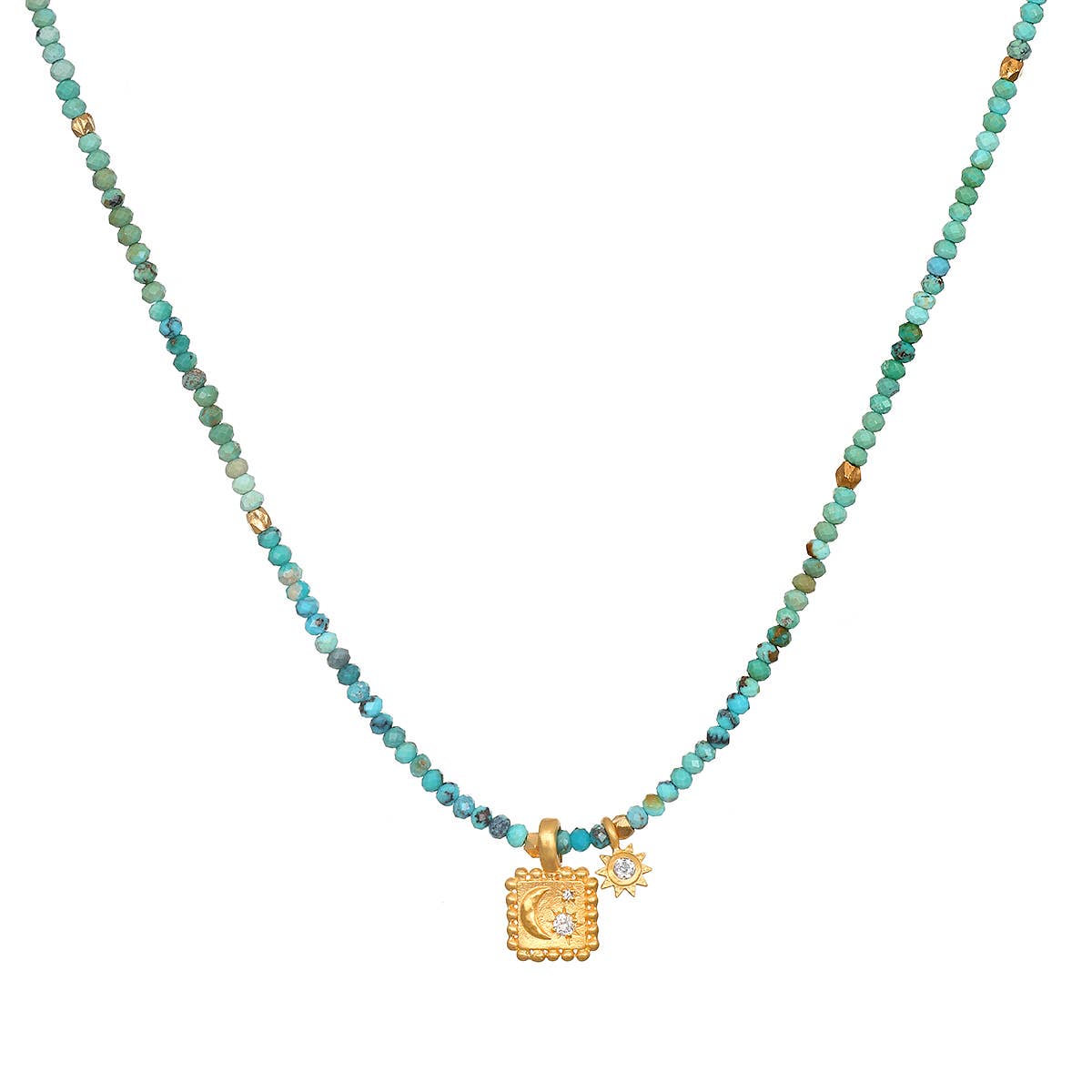 16" Turquoise Summer Celestial Charm Necklace - Abigail Fox Designs