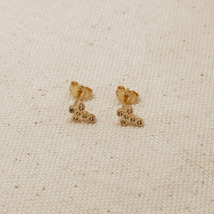 18k Gold Filled Mini Bezel CZ Cross Stud Earrings - Abigail Fox Designs