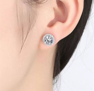 Cubic Zirconia Halo Post Earrings. 3 CT - Abigail Fox Designs