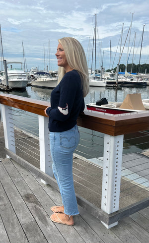Nantucket Island Cashmere Sweater, Navy White and Red by Abigail Fox