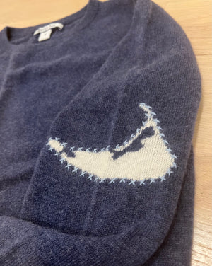 Nantucket Island Cashmere Crewneck Sweater in Denim Blue, Pearl and Ocean by Abigail Fox