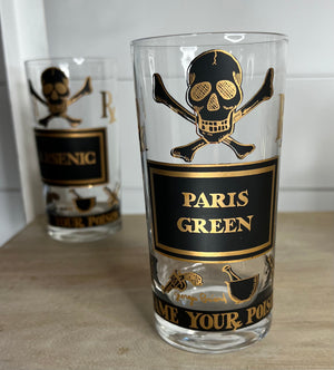 Extremely Rare, Georges Briard Signed Vintage Mid-Century Barware, "Name Your Poison" Highball glasses, Complete Set of 8