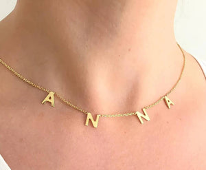 Name Necklace, Letter Name Necklace, Custom Name Necklace: Gold / 18" inches - Abigail Fox Designs