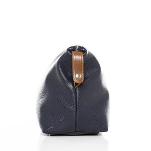 Navy Blue Vegan Leather Toiletry Bag - Abigail Fox Designs