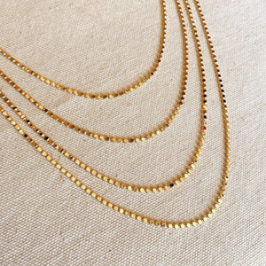 2mm Flat Ball Chain Necklace, 18k Gold Filled, Abigail Fox - Abigail Fox Designs