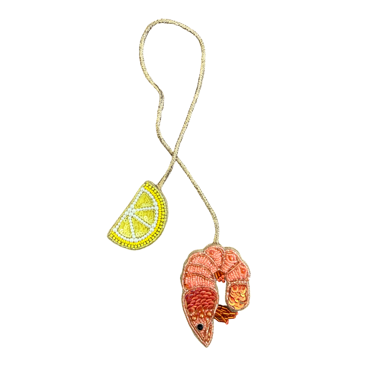 Shrimp Cocktail Hand-Beaded Bag Charm