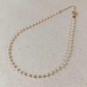 3mm Simulated Pearls Choker Necklace, 18k Gold Filled, Abigail Fox - Abigail Fox Designs
