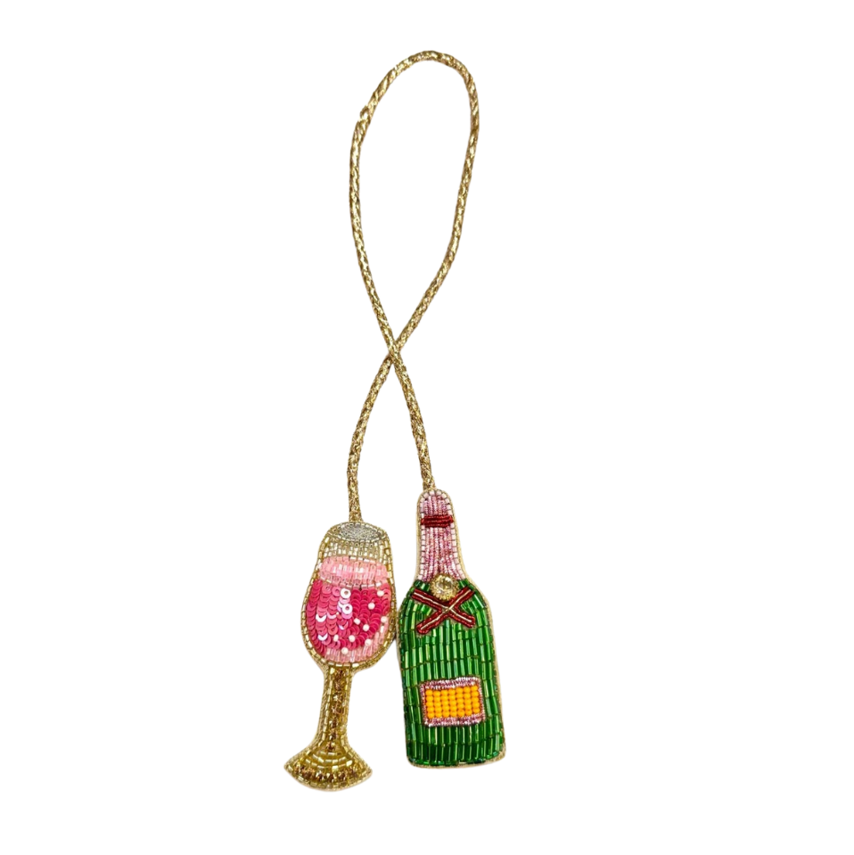 Champagne Hand-Beaded Bag Charm