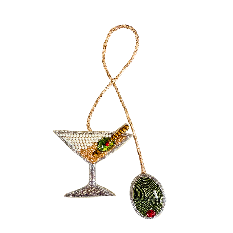 Dirty Martini & Olive Hand-Beaded Bag Charm