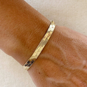 6mm Herringbone Bracelet 7 inches, 18k Gold Filled, Abigail Fox - Abigail Fox Designs
