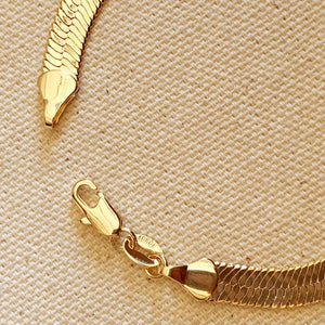 6mm Herringbone Bracelet 7 inches, 18k Gold Filled, Abigail Fox - Abigail Fox Designs