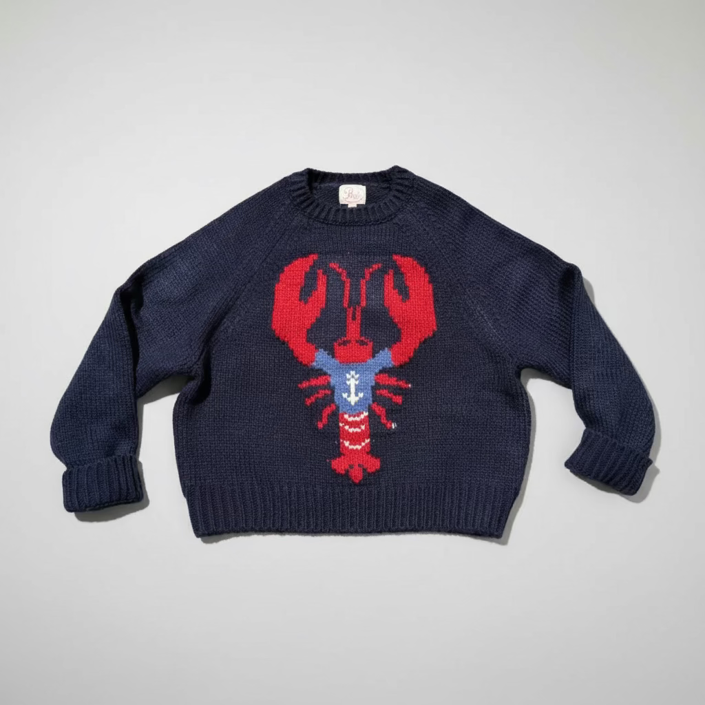 Classic Chunky Lobster In Anchor Tee Sweater In Navy