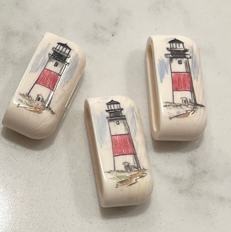 Sconset Lighthouse, Custom End Cap for Woven Bracelet 3/4. (SINGLE END CAP, ONE BRACELET NEEDS TWO)