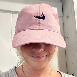 Nantucket Red Baseball Hat with Navy Nantucket Island