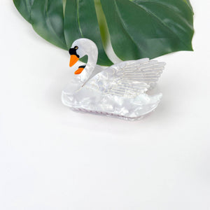Acetate black and white swan hair claw clip - Abigail Fox Designs Nantucket