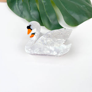 Acetate black and white swan hair claw clip - Abigail Fox Designs Nantucket