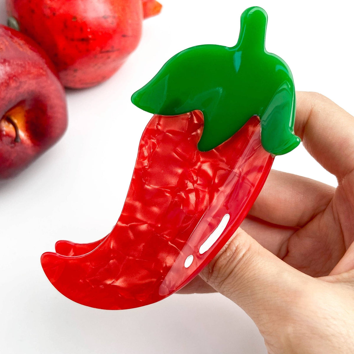 Acetate Chili Hair Clip,Acetate Vegetable Duckbill Clip - Abigail Fox Designs Nantucket