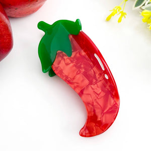 Acetate Chili Hair Clip,Acetate Vegetable Duckbill Clip - Abigail Fox Designs Nantucket