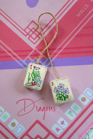 Mahjong Hand-Beaded Bag Charm