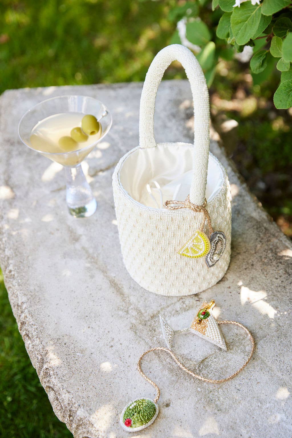 Dirty Martini & Olive Hand-Beaded Bag Charm