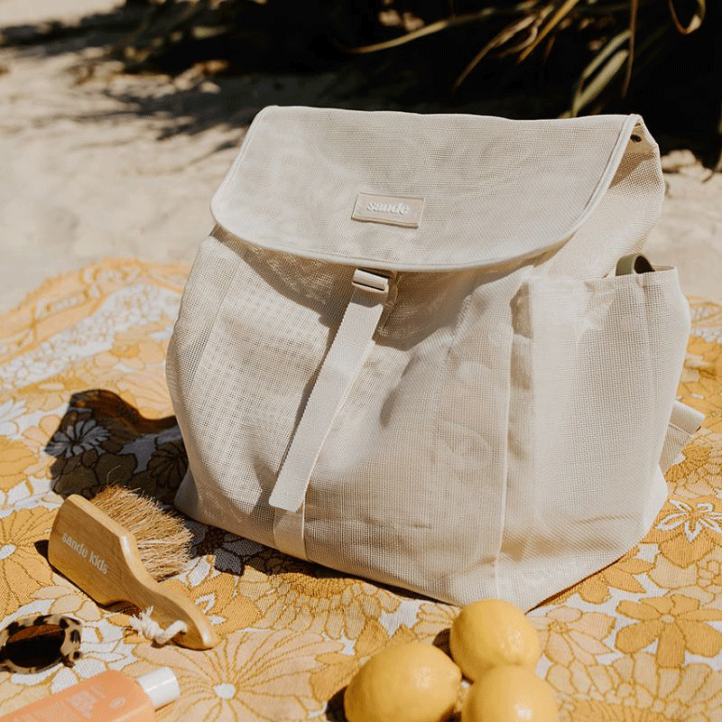 Beach Hauler™ Mesh Backpack - Sand - Abigail Fox Designs Nantucket