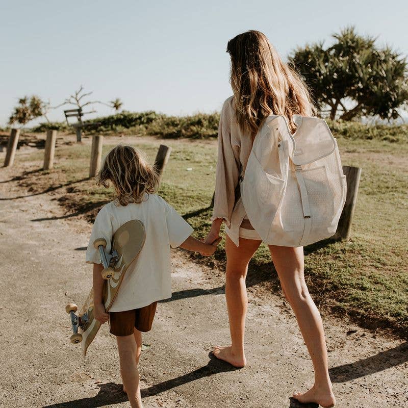 Beach Hauler™ Mesh Backpack - Sand - Abigail Fox Designs Nantucket