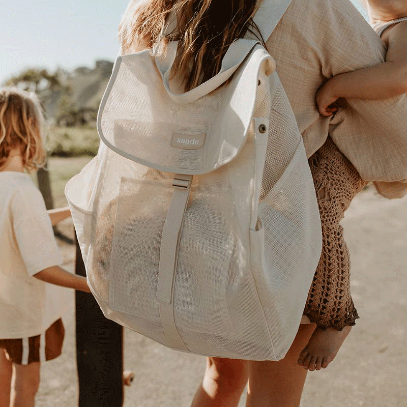 Beach Hauler™ Mesh Backpack - Sand - Abigail Fox Designs Nantucket