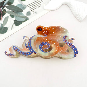 Blue Ring Octopus Hair Claw Clip, Ocean-Inspired Hair Clip - Abigail Fox Designs Nantucket