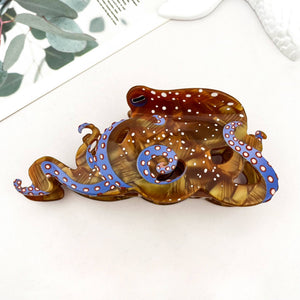 Blue Ring Octopus Hair Claw Clip, Ocean-Inspired Hair Clip - Abigail Fox Designs Nantucket