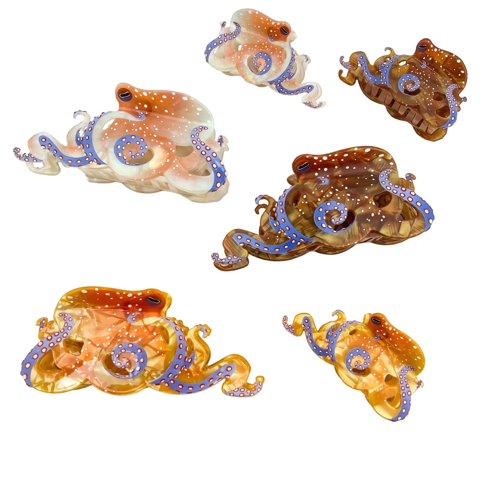 Blue Ring Octopus Hair Claw Clip, Ocean-Inspired Hair Clip - Abigail Fox Designs Nantucket