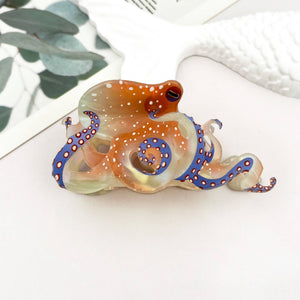 Blue Ring Octopus Hair Claw Clip, Ocean-Inspired Hair Clip - Abigail Fox Designs Nantucket