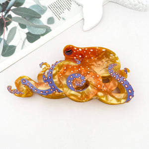 Blue Ring Octopus Hair Claw Clip, Ocean-Inspired Hair Clip - Abigail Fox Designs Nantucket