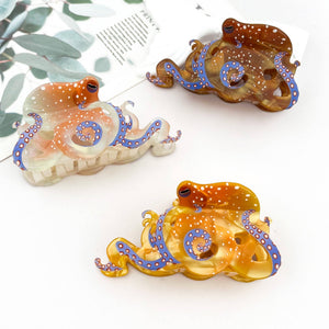 Blue Ring Octopus Hair Claw Clip, Ocean-Inspired Hair Clip - Abigail Fox Designs Nantucket